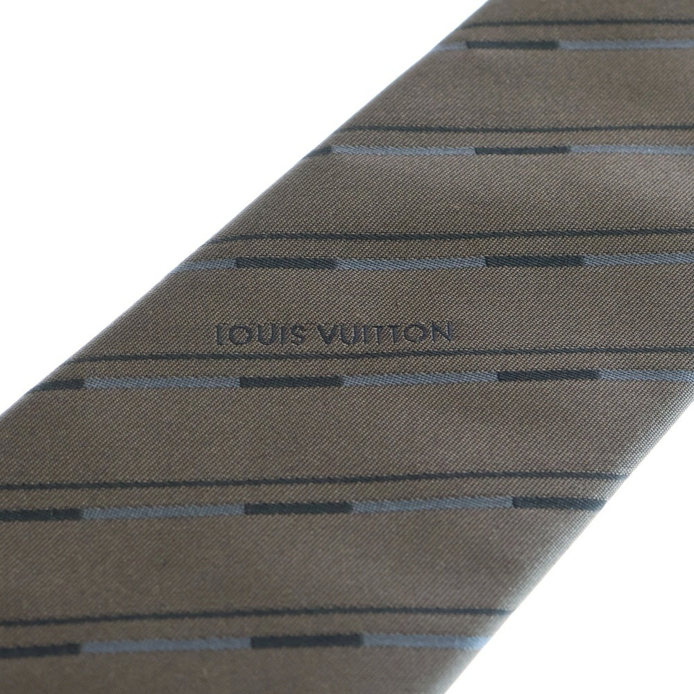 LOUIS VUITTON(ルイヴィトン) ストライプ柄 ロゴデザイン シルク ネクタイ グレー