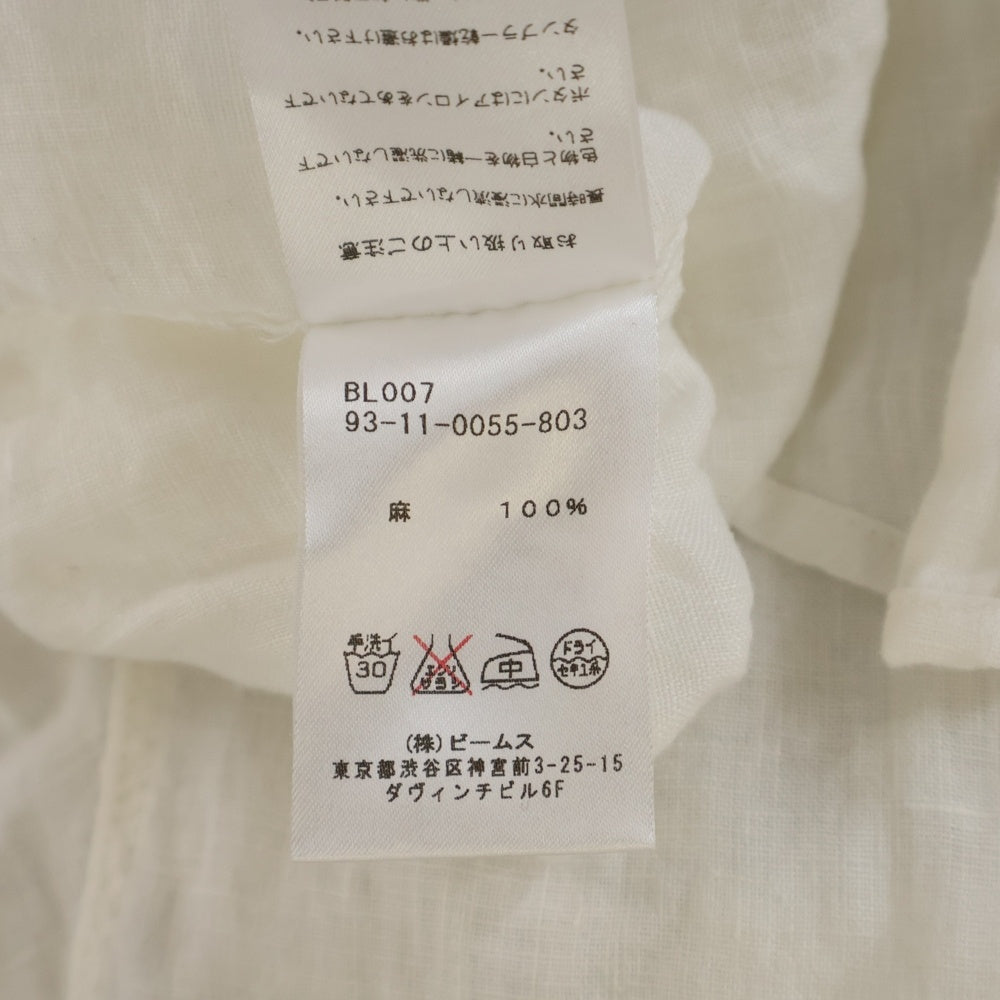B:MING LIFE STORE by BEAMS(ビーミングライフストアバイビームス) 19SS ハードマンズ ボタンダウン リネン ロングスリーブ 長袖シャツ レディース ホワイト 93-11-0055-803
