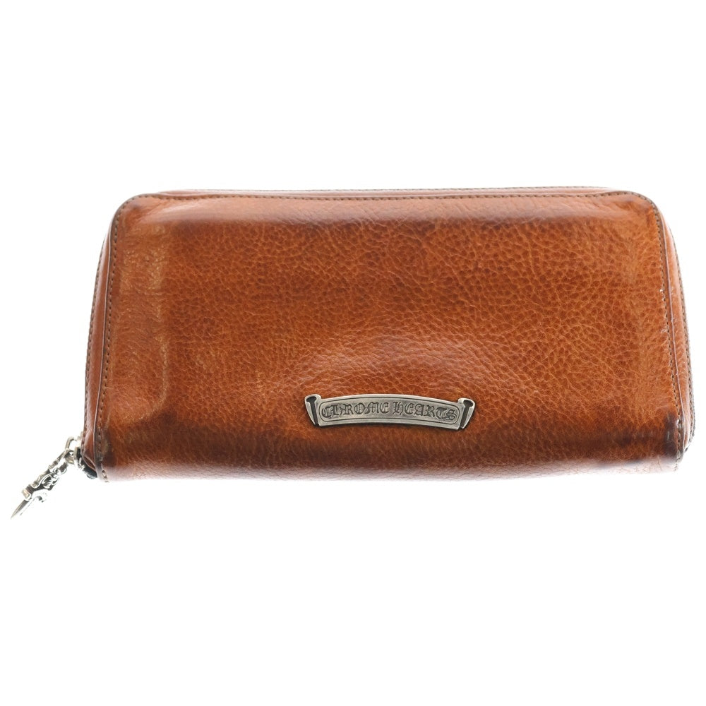 CHROME HEARTS(クロムハーツ) REC F ZIP PLANE プレーン ラウンドジップレザーウォレット 財布 ブラウン BCA370