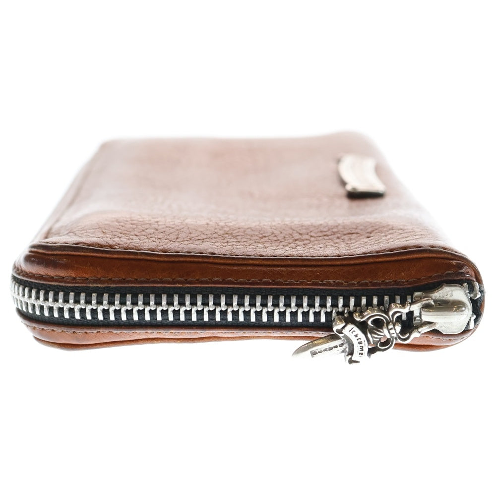 CHROME HEARTS(クロムハーツ) REC F ZIP PLANE プレーン ラウンドジップレザーウォレット 財布 ブラウン BCA370