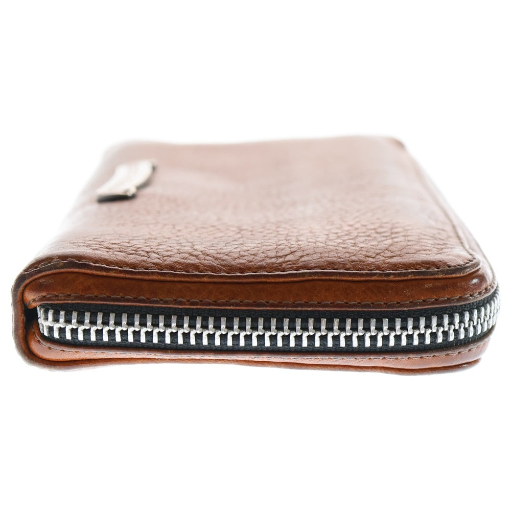 CHROME HEARTS(クロムハーツ) REC F ZIP PLANE プレーン ラウンドジップレザーウォレット 財布 ブラウン BCA370