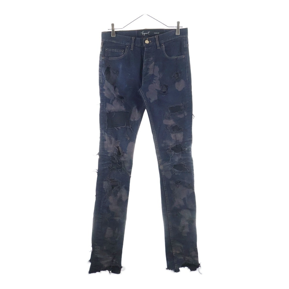 FAGASSENT(ファガッセン) クラッシュ ダメージ加工 スキニーデニム パンツ ブラック