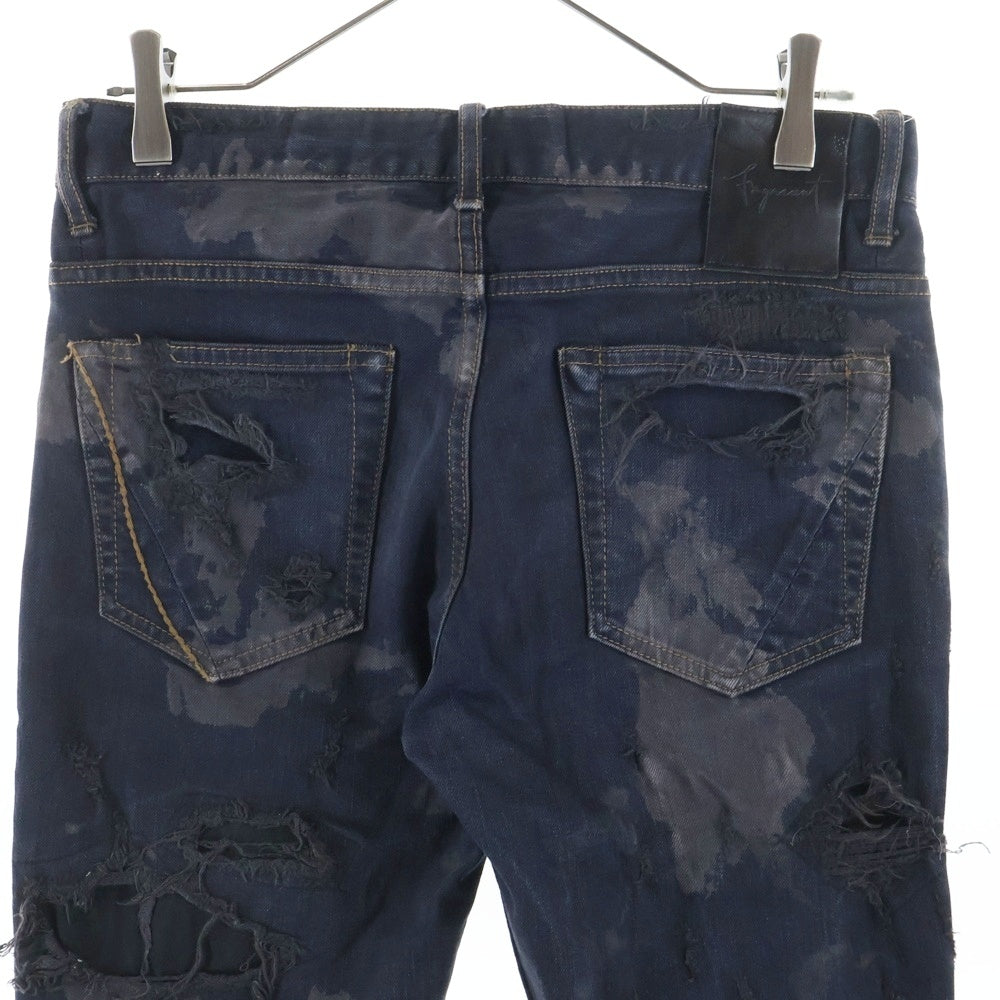 FAGASSENT(ファガッセン) クラッシュ ダメージ加工 スキニーデニム パンツ ブラック