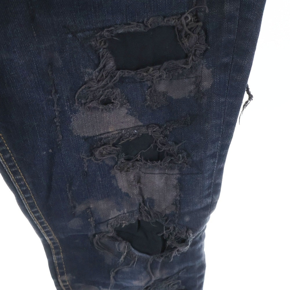 FAGASSENT(ファガッセン) クラッシュ ダメージ加工 スキニーデニム パンツ ブラック