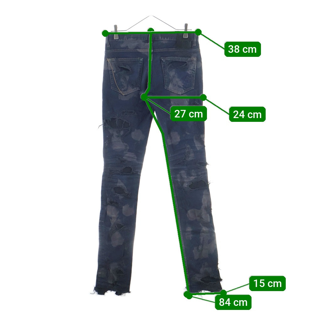 FAGASSENT(ファガッセン) クラッシュ ダメージ加工 スキニーデニム パンツ ブラック