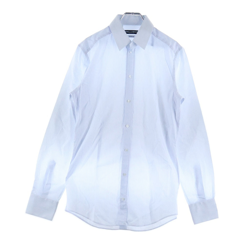 DOLCE & GABBANA(ドルチェアンドガッバーナ) GOLDライン ストライプ柄 長袖ドレスシャツ ブルー G5CX5T FR5XN