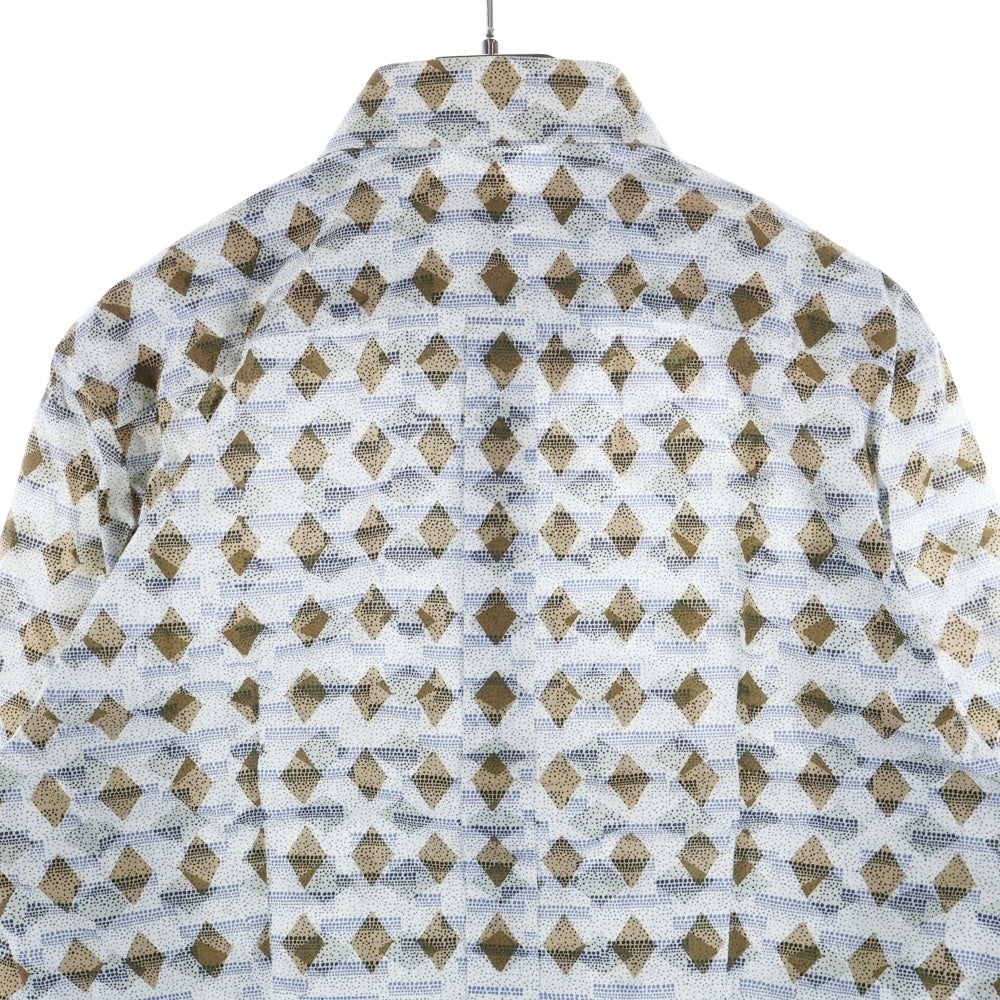 DOLCE & GABBANA(ドルチェアンドガッバーナ) GOLDライン 総柄 長袖ドレスシャツ ブルー/ホワイト/ブラウン G5DY4T FS5QV