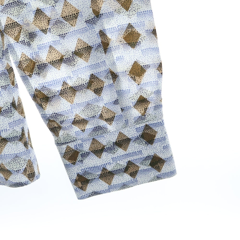 DOLCE & GABBANA(ドルチェアンドガッバーナ) GOLDライン 総柄 長袖ドレスシャツ ブルー/ホワイト/ブラウン G5DY4T FS5QV