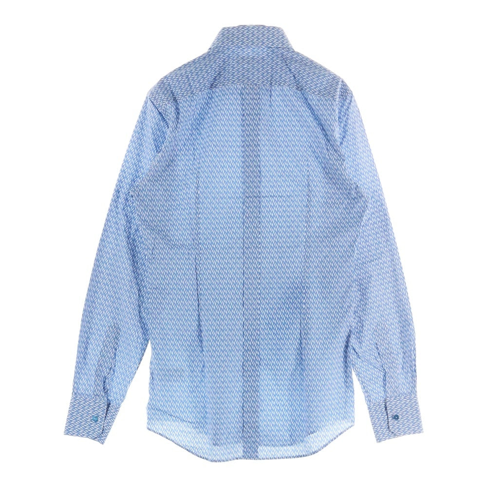 DOLCE & GABBANA(ドルチェアンドガッバーナ) GOLDライン 総柄 長袖ドレスシャツ ブルー/ホワイト G5CX5T FS50D