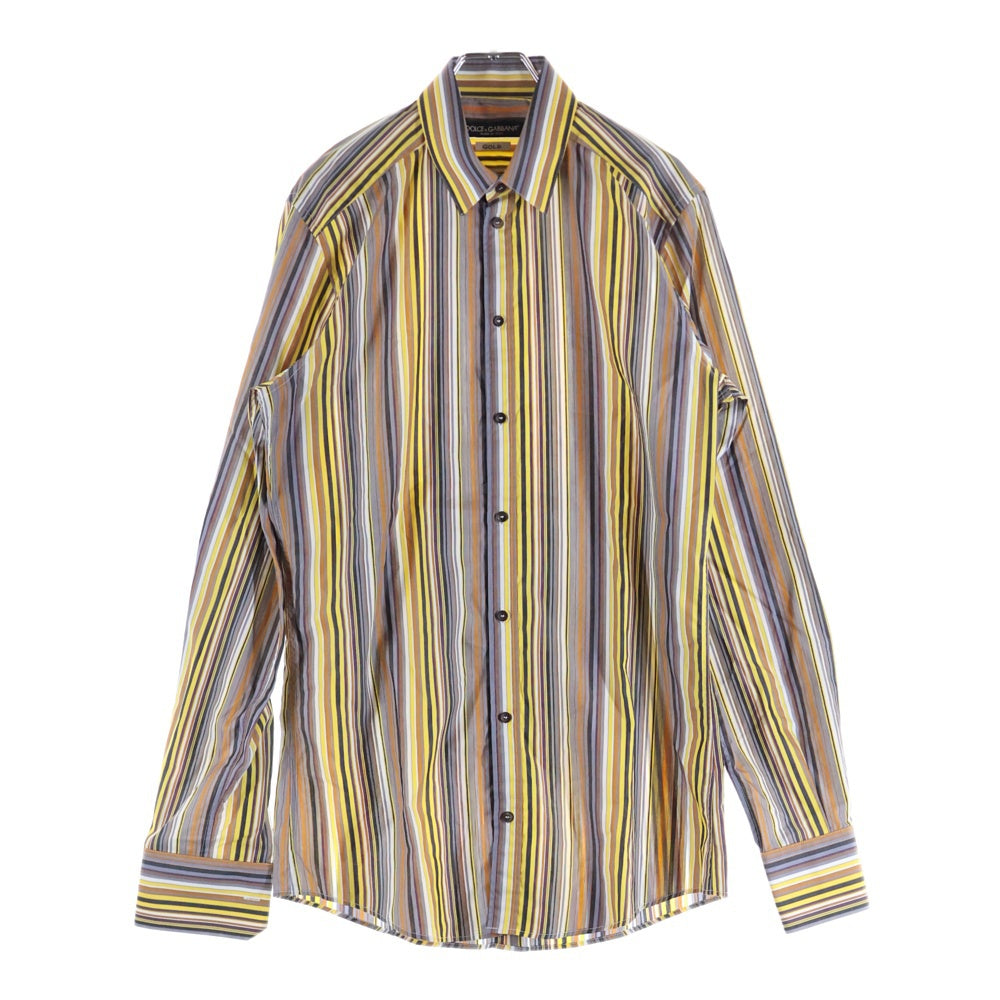 DOLCE & GABBANA(ドルチェアンドガッバーナ) GOLDライン ストライプ柄 長袖ドレスシャツ マルチカラーG5DY4T FR5VM