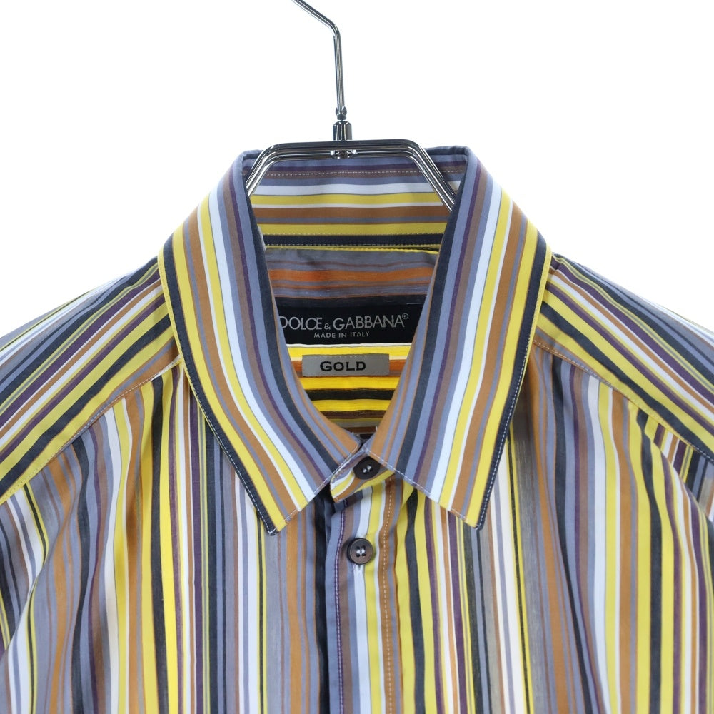 DOLCE & GABBANA(ドルチェアンドガッバーナ) GOLDライン ストライプ柄 長袖ドレスシャツ マルチカラーG5DY4T FR5VM