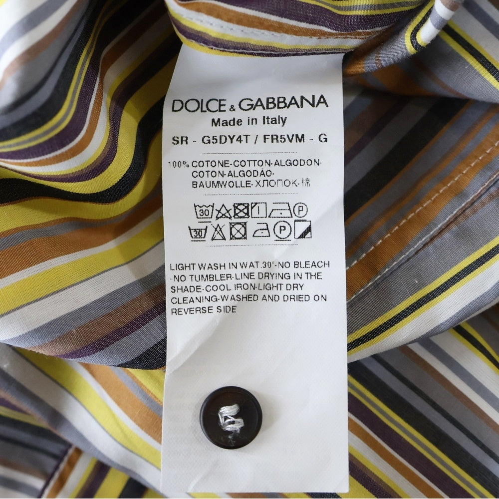 DOLCE & GABBANA(ドルチェアンドガッバーナ) GOLDライン ストライプ柄 長袖ドレスシャツ マルチカラーG5DY4T FR5VM