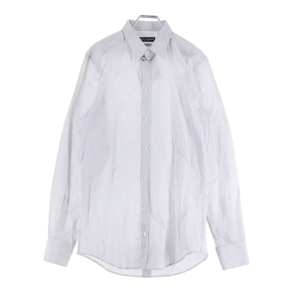 DOLCE & GABBANA(ドルチェアンドガッバーナ) GOLDライン 総柄 長袖ドレスシャツ ホワイト/ブルー/レッド G5BN5T FR5RZ