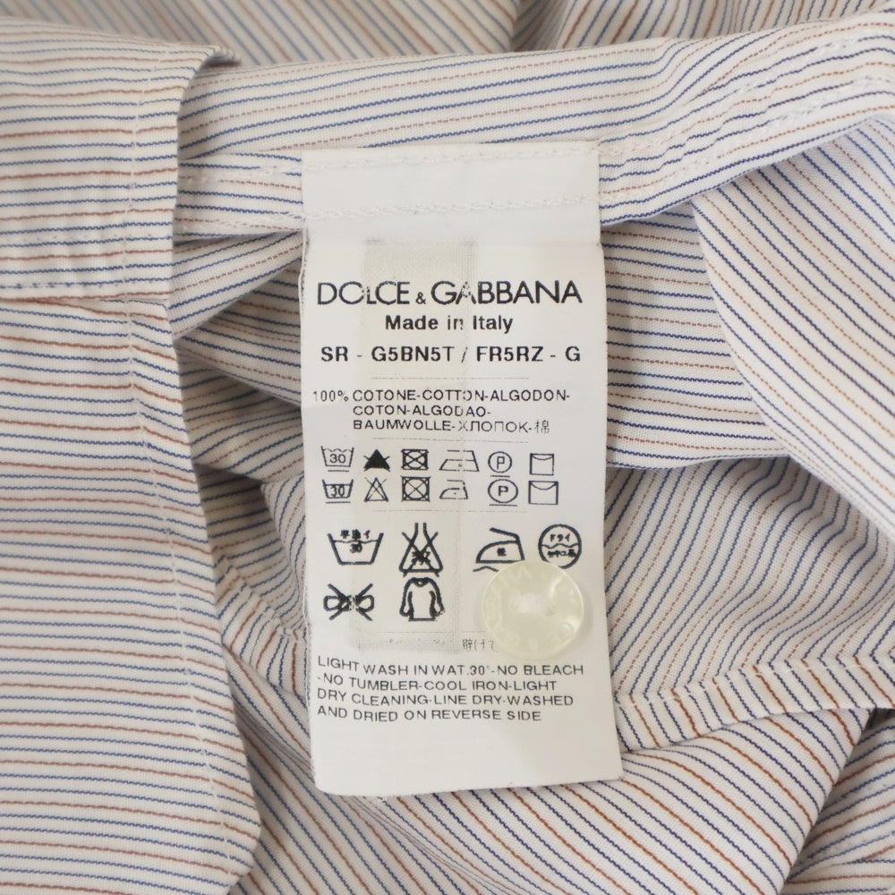 DOLCE & GABBANA(ドルチェアンドガッバーナ) GOLDライン 総柄 長袖ドレスシャツ ホワイト/ブルー/レッド G5BN5T FR5RZ
