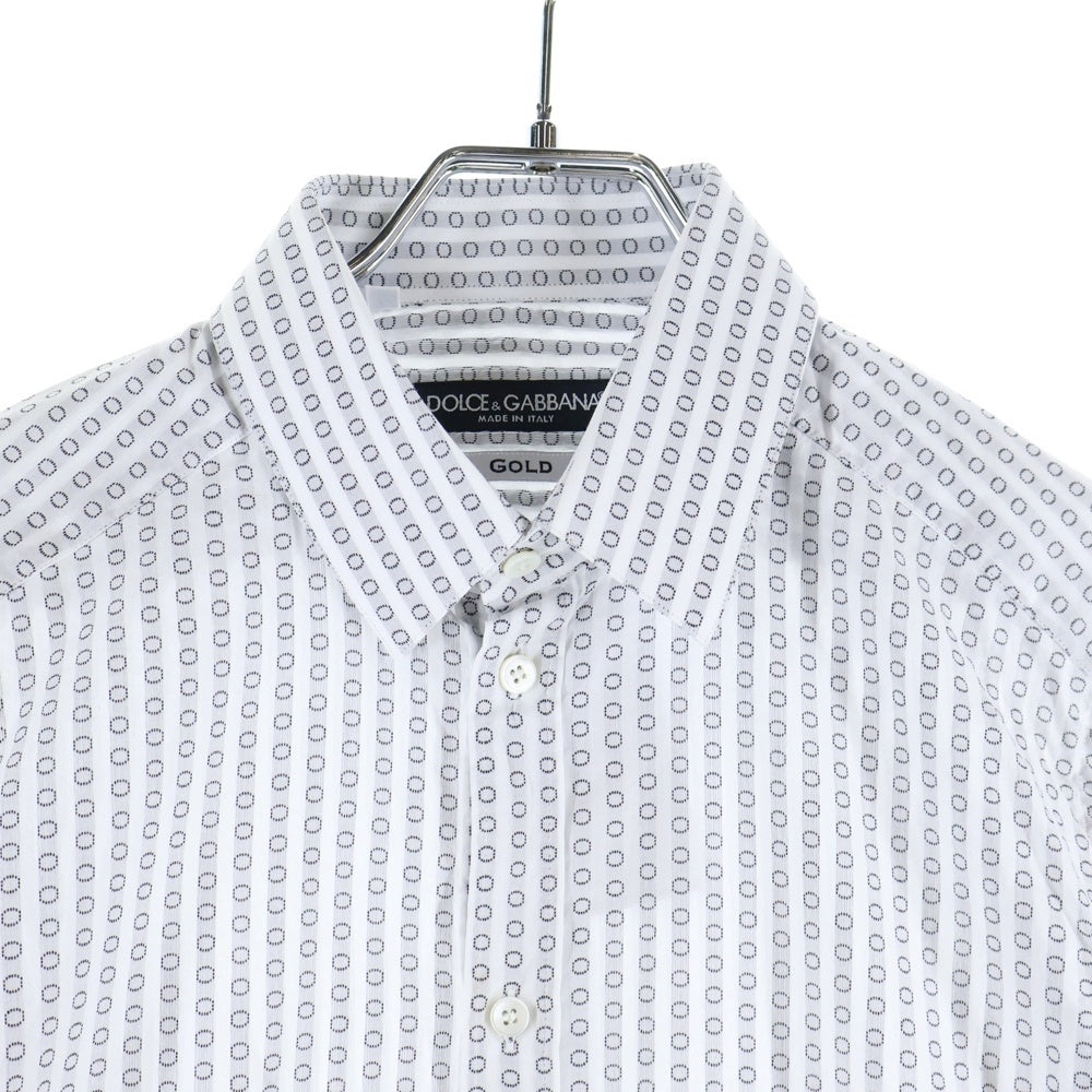 DOLCE & GABBANA(ドルチェアンドガッバーナ) GOLDライン 総柄 長袖ドレスシャツ グレー/ホワイト G5CJ5T FJ5D9