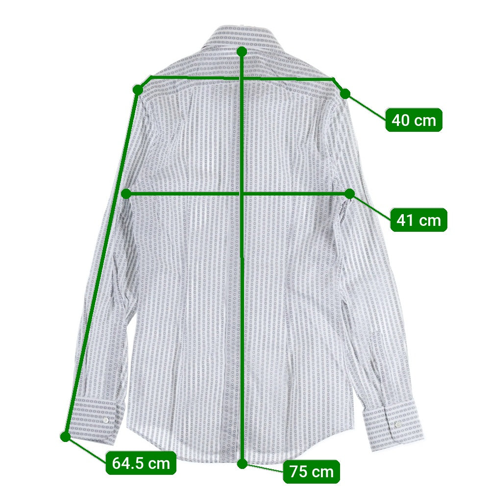 DOLCE & GABBANA(ドルチェアンドガッバーナ) GOLDライン 総柄 長袖ドレスシャツ グレー/ホワイト G5CJ5T FJ5D9