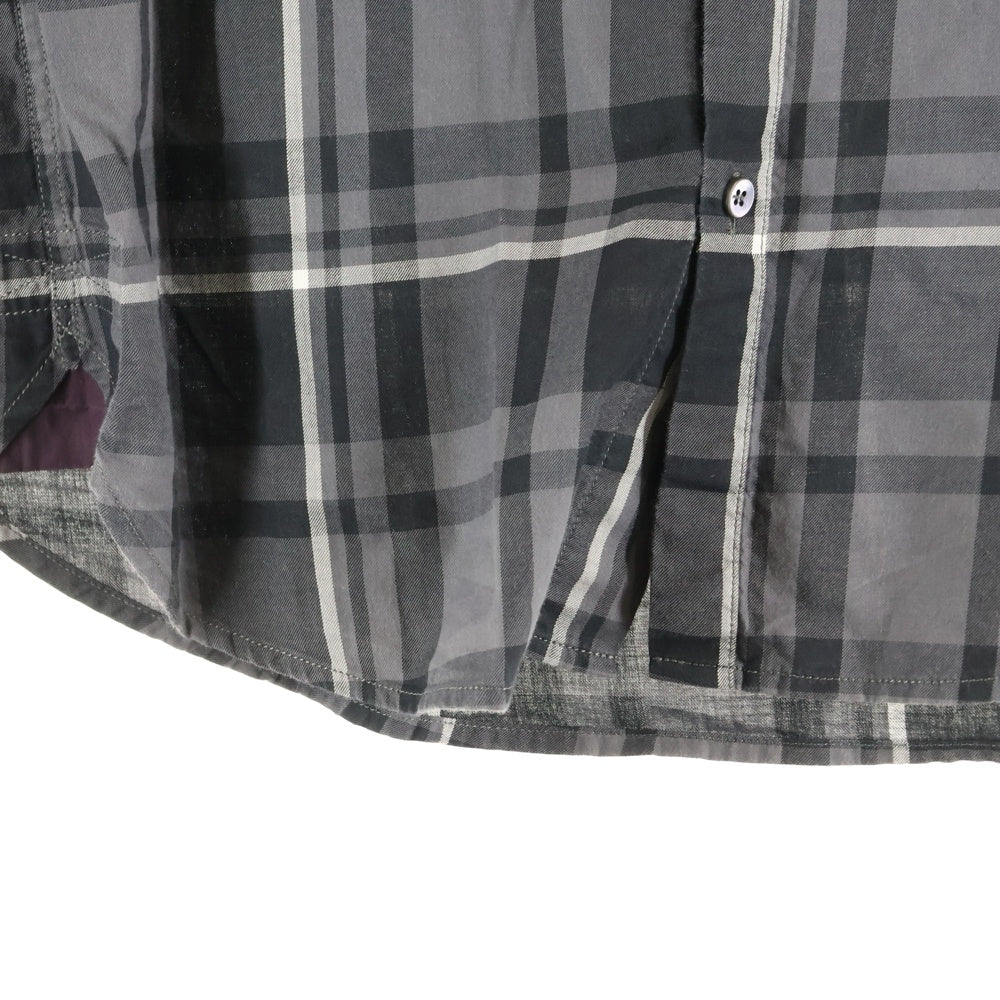 DOLCE & GABBANA(ドルチェアンドガッバーナ) MARTINI 襟ハート刺繍 チェック柄 長袖ドレスシャツ ブラック/グレー G5FK0Z FQ5L2