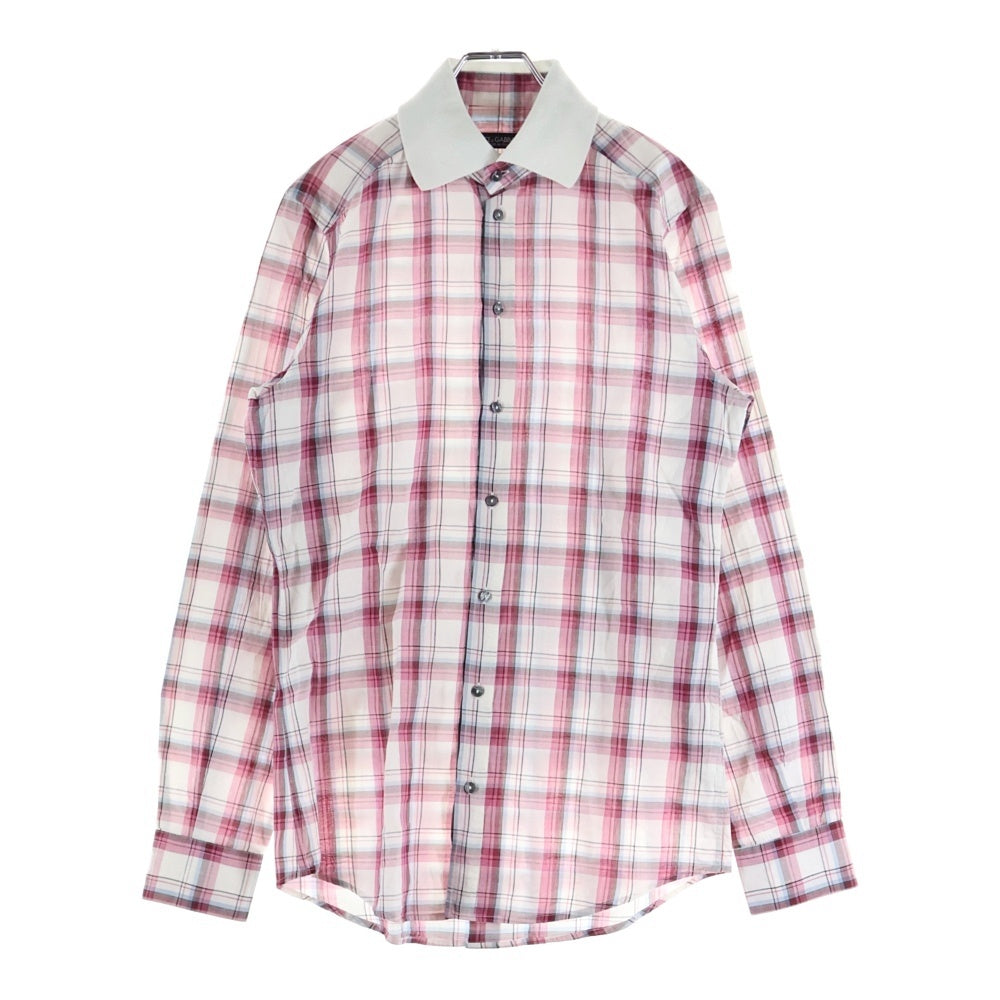 DOLCE & GABBANA(ドルチェアンドガッバーナ) GOLDライン チェック柄 長袖ボタンシャツ ピンク/ホワイト G5BE4T FQ5JG