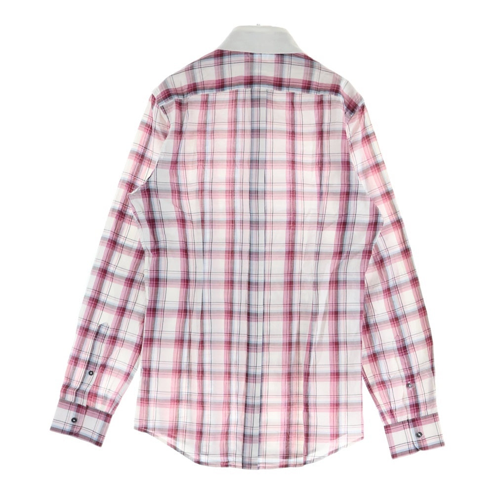 DOLCE & GABBANA(ドルチェアンドガッバーナ) GOLDライン チェック柄 長袖ボタンシャツ ピンク/ホワイト G5BE4T FQ5JG