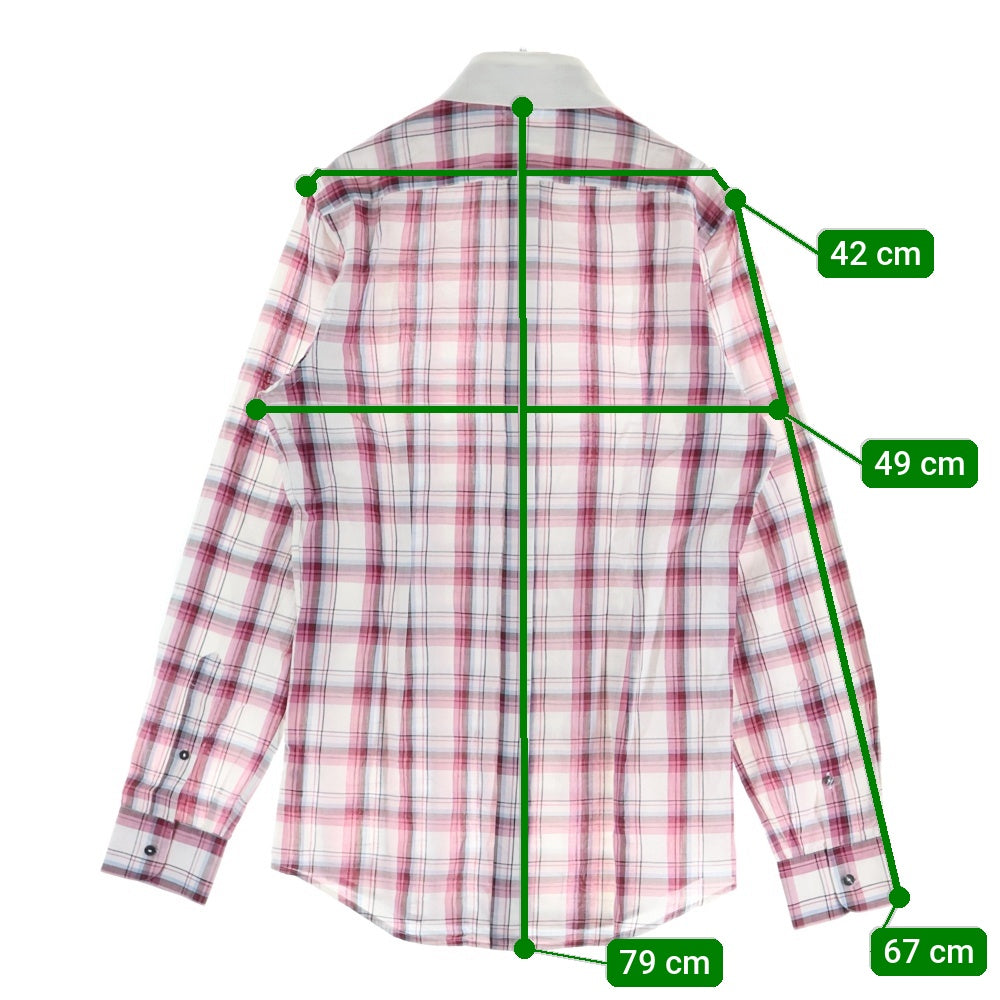 DOLCE & GABBANA(ドルチェアンドガッバーナ) GOLDライン チェック柄 長袖ボタンシャツ ピンク/ホワイト G5BE4T FQ5JG