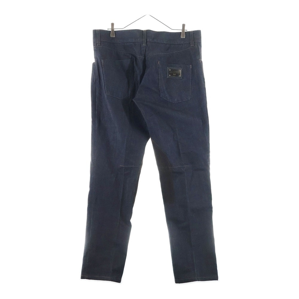 DOLCE & GABBANA(ドルチェアンドガッバーナ) バックロゴパッチ マルチポケット ジップアップ パッチデザイン デニムパンツ ブラック G3XFTD/G8A77