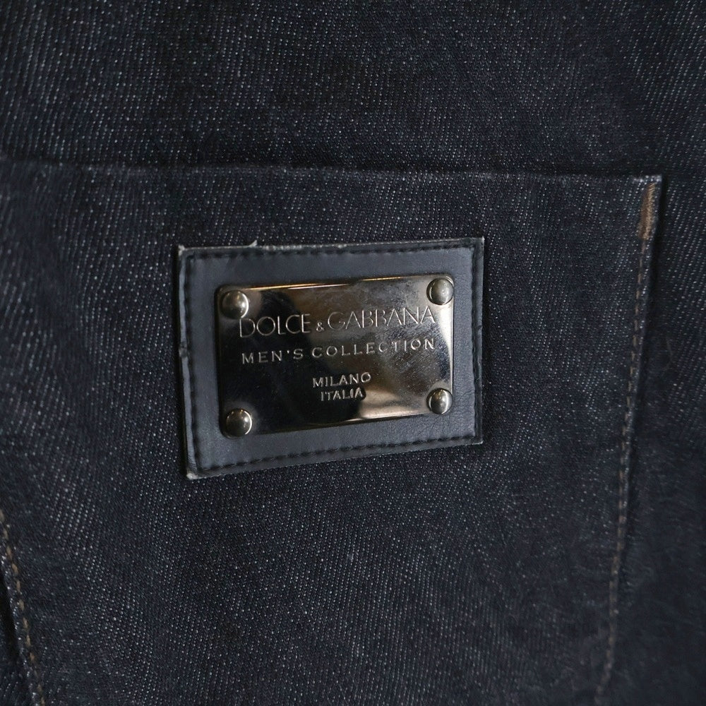DOLCE & GABBANA(ドルチェアンドガッバーナ) バックロゴパッチ マルチポケット ジップアップ パッチデザイン デニムパンツ ブラック G3XFTD/G8A77