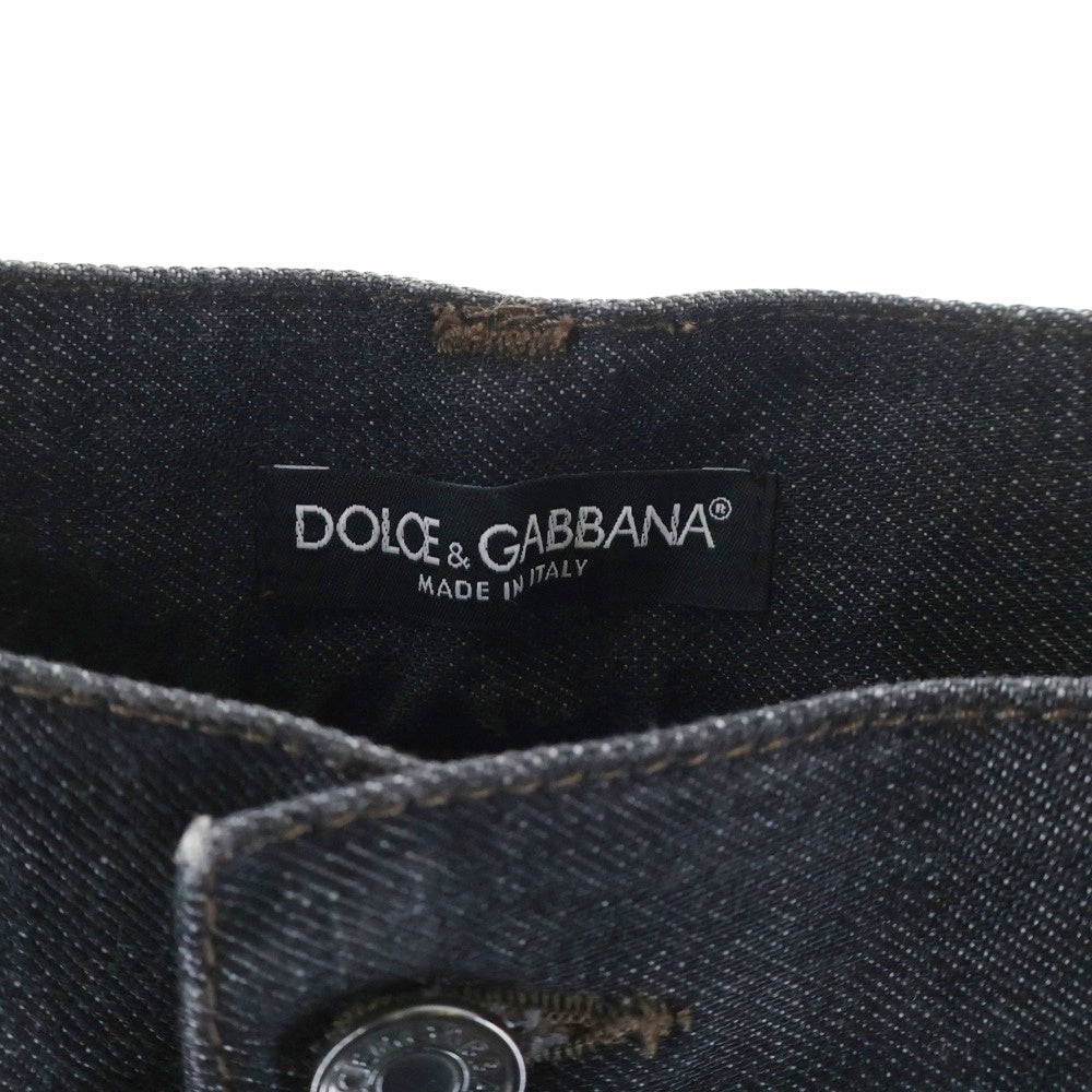DOLCE & GABBANA(ドルチェアンドガッバーナ) バックロゴパッチ マルチポケット ジップアップ パッチデザイン デニムパンツ ブラック G3XFTD/G8A77