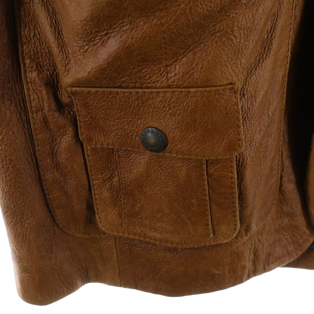 DOLCE & GABBANA(ドルチェアンドガッバーナ) フロントマルチポケット 3B レザー ロングコート ブラウン LJ19 ULBQ