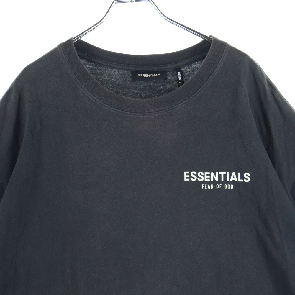 ESSENTIALS FEAR OF GOD(エッセンシャル フィアオブゴッド) バックフローラルフォトプリント 胸ロゴデザイン クルーネック カットソー 半袖Tシャツ ブラック