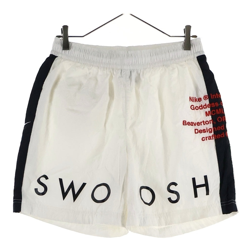 NIKE(ナイキ) SWOOSH フロントエンブロイダリーデザイン ドローストリング ナイロン ハーフパンツ ホワイト DD1093-100