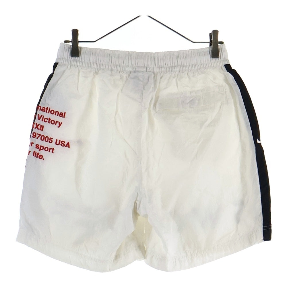 NIKE(ナイキ) SWOOSH フロントエンブロイダリーデザイン ドローストリング ナイロン ハーフパンツ ホワイト DD1093-100