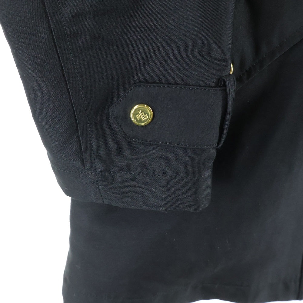 LAUREN RALPH LAUREN(ローレンラルフローレン) ロゴデザイン金具 ダブルフラップポケット ドローストリング フーデッド ジップアップ ジャケット レディース ブラック