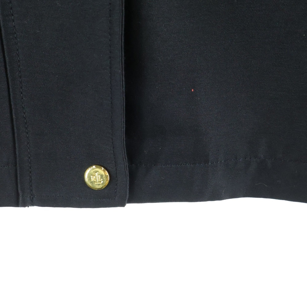 LAUREN RALPH LAUREN(ローレンラルフローレン) ロゴデザイン金具 ダブルフラップポケット ドローストリング フーデッド ジップアップ ジャケット レディース ブラック