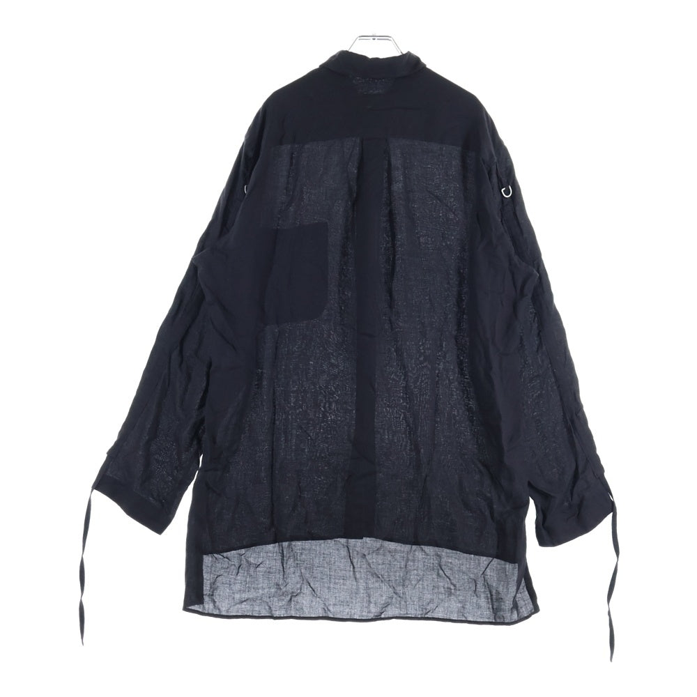 s'yte(サイト) セルロース ドローストリング長袖シャツ ブラック UU-B01-214