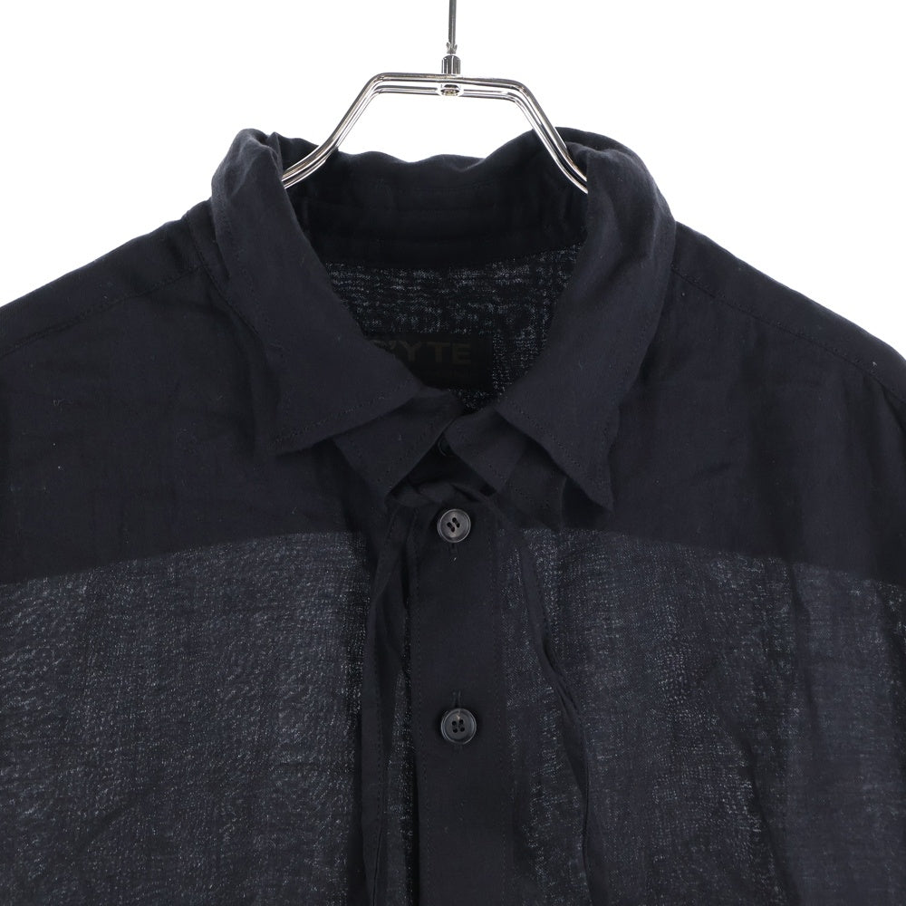 s'yte(サイト) セルロース ドローストリング長袖シャツ ブラック UU-B01-214