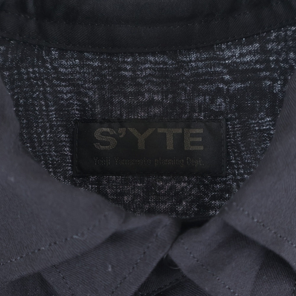 s'yte(サイト) セルロース ドローストリング長袖シャツ ブラック UU-B01-214