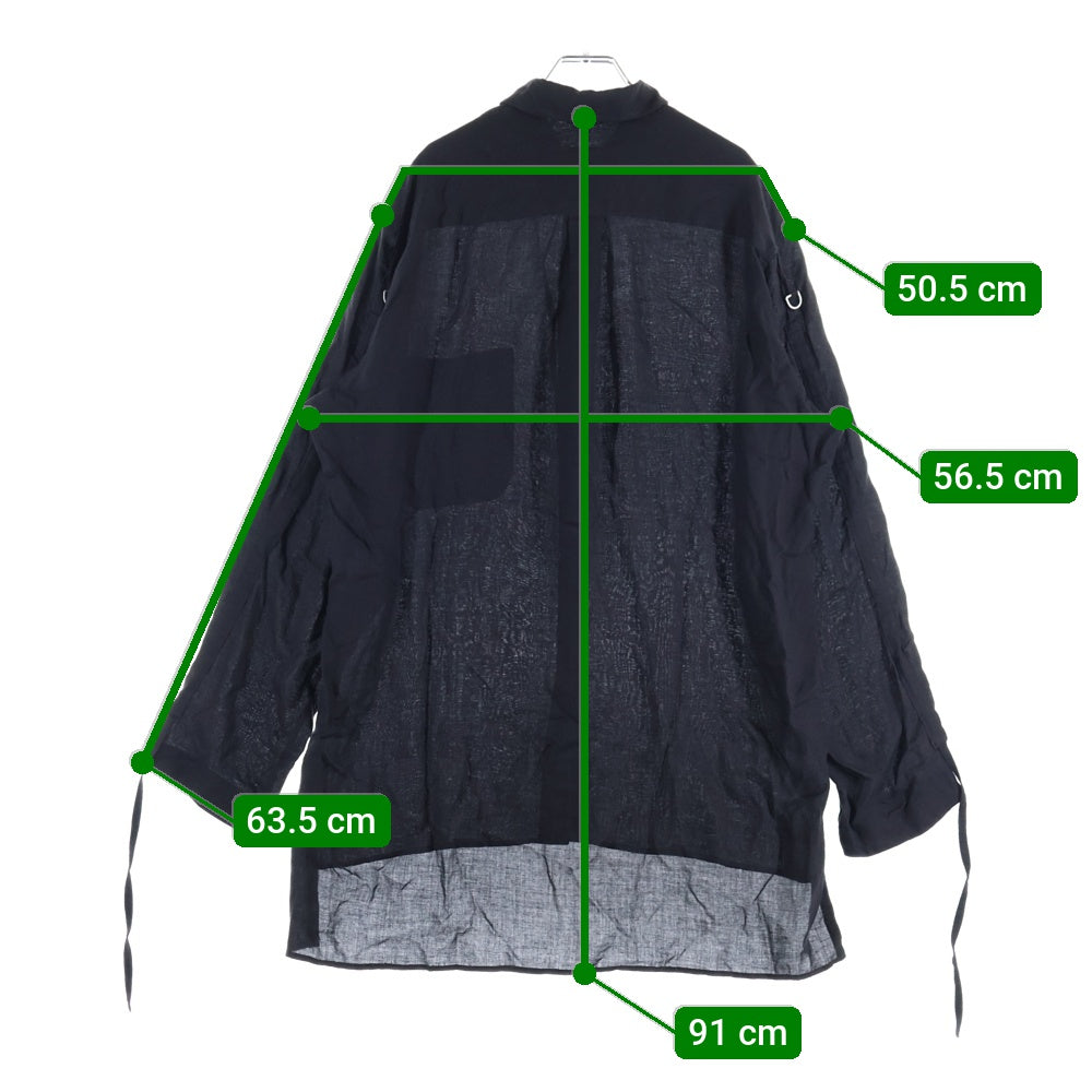 s'yte(サイト) セルロース ドローストリング長袖シャツ ブラック UU-B01-214