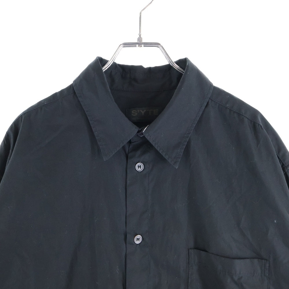 s'yte(サイト) サイドスリット 長袖コットンロングシャツ ブラック UU-B01-080