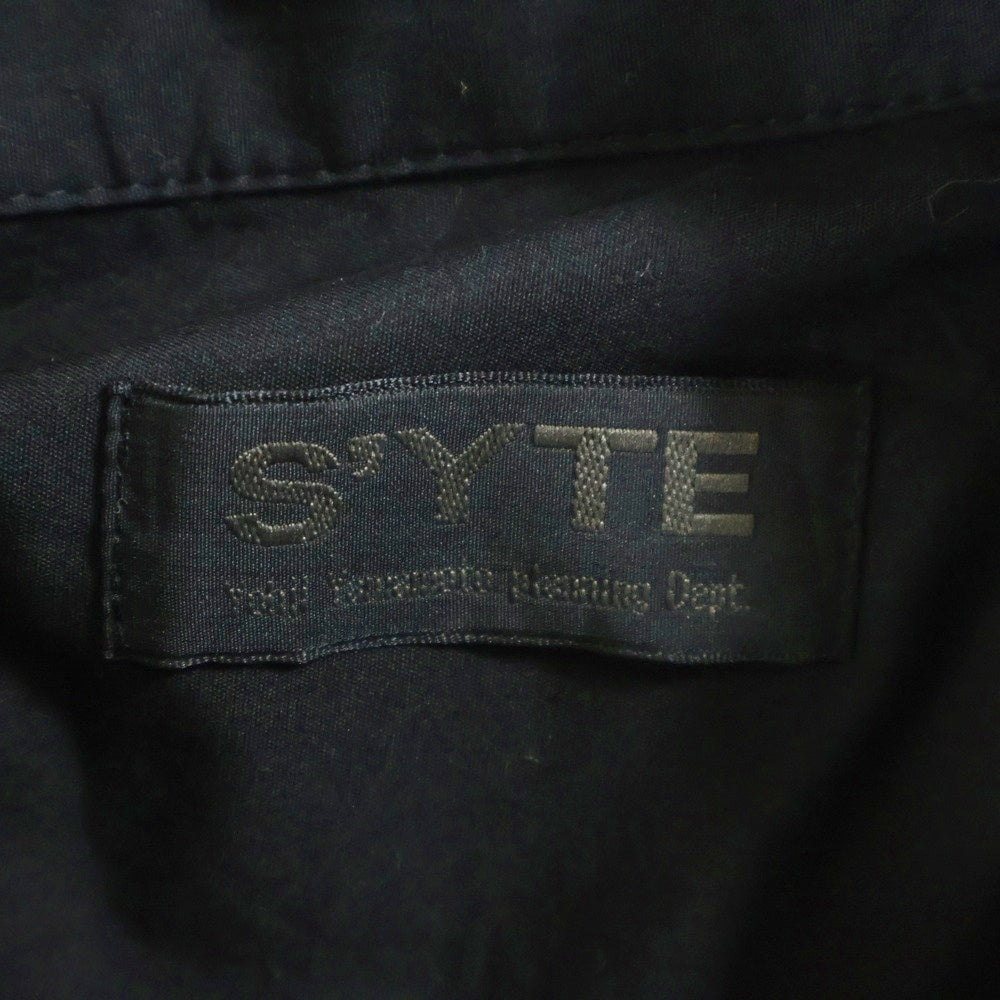 s'yte(サイト) サイドスリット 長袖コットンロングシャツ ブラック UU-B01-080