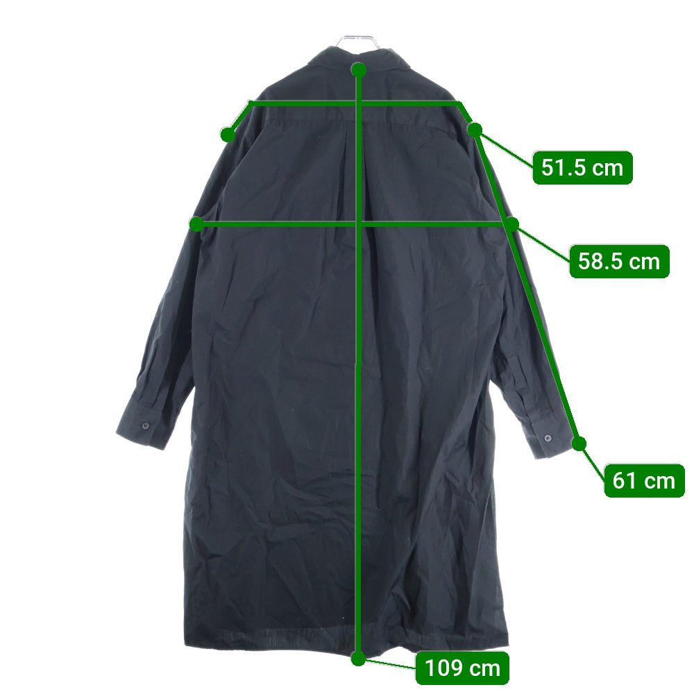 s'yte(サイト) サイドスリット 長袖コットンロングシャツ ブラック UU-B01-080