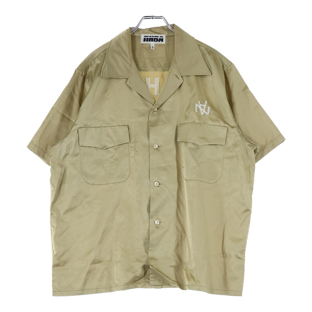 A BATHING APE(アベイシングエイプ) 10AW ×NEIGHBORHOOD ネイバーフッド バック刺繍 半袖オープンカラー ボーリングシャツ ゴールド