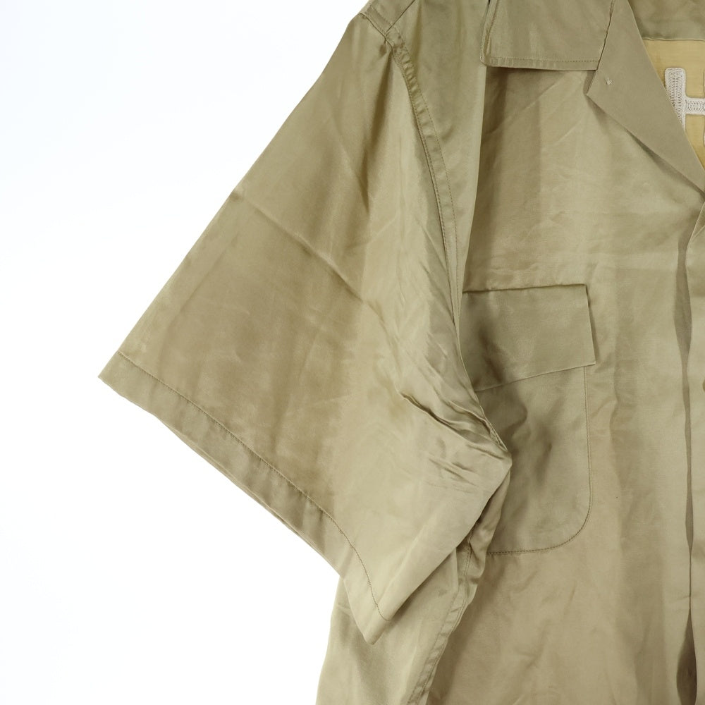 A BATHING APE(アベイシングエイプ) 10AW ×NEIGHBORHOOD ネイバーフッド バック刺繍 半袖オープンカラー ボーリングシャツ ゴールド