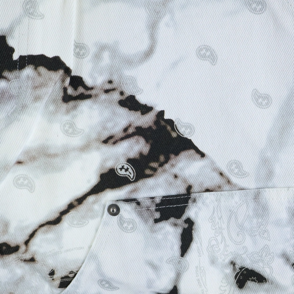 THE WORLD IS YOURS(ザ ワールド イズ ユアーズ) PAISLEY PANTS ペイズリー総柄 ダブルニーワークパンツ カーペンターパンツ ホワイト/ブラック/グレー 3AW21-CL-WPPA-MA