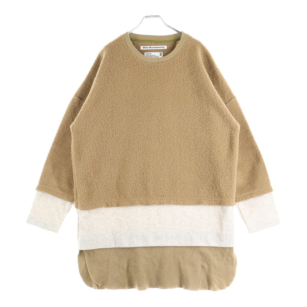 White Mountaineering(ホワイトマウンテニアリング) 20AW TRIPLE LAYER LONG SLEEVES T-SHIRT 異素材 トリプルレイヤード ロングスリーブカットソー 長袖Tシャツ ブラウン WM2073521