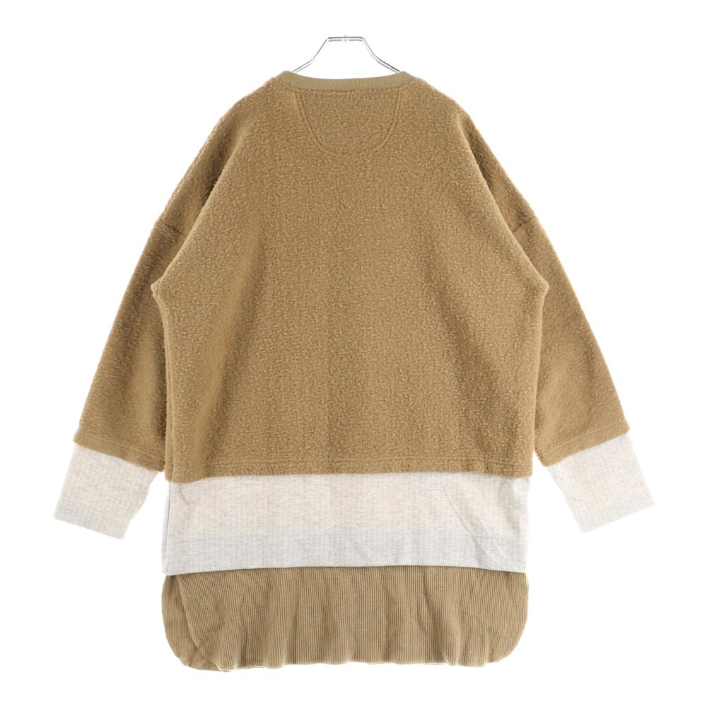 White Mountaineering(ホワイトマウンテニアリング) 20AW TRIPLE LAYER LONG SLEEVES T-SHIRT 異素材 トリプルレイヤード ロングスリーブカットソー 長袖Tシャツ ブラウン WM2073521