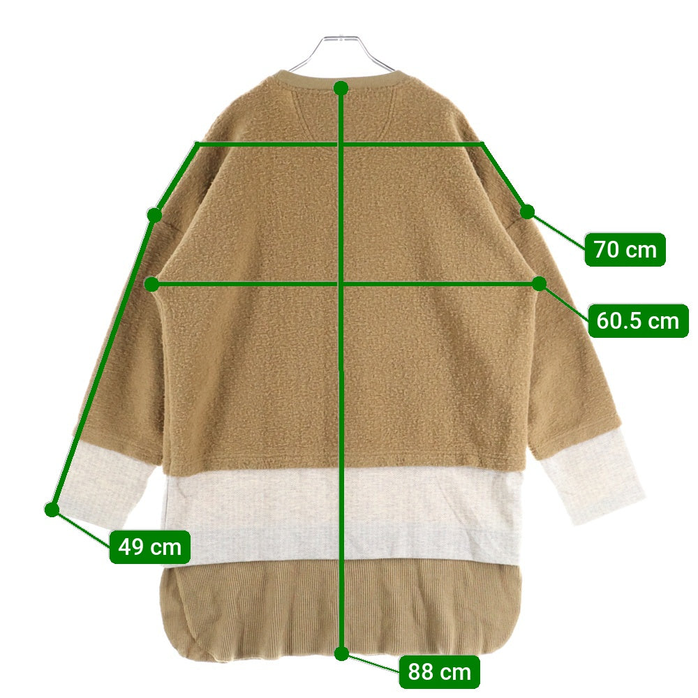 White Mountaineering(ホワイトマウンテニアリング) 20AW TRIPLE LAYER LONG SLEEVES T-SHIRT 異素材 トリプルレイヤード ロングスリーブカットソー 長袖Tシャツ ブラウン WM2073521