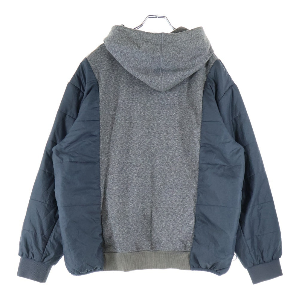 STAMPD(スタンプド) 異素材切替 センターロゴプリント スウェット プルオーバーパーカー グレー