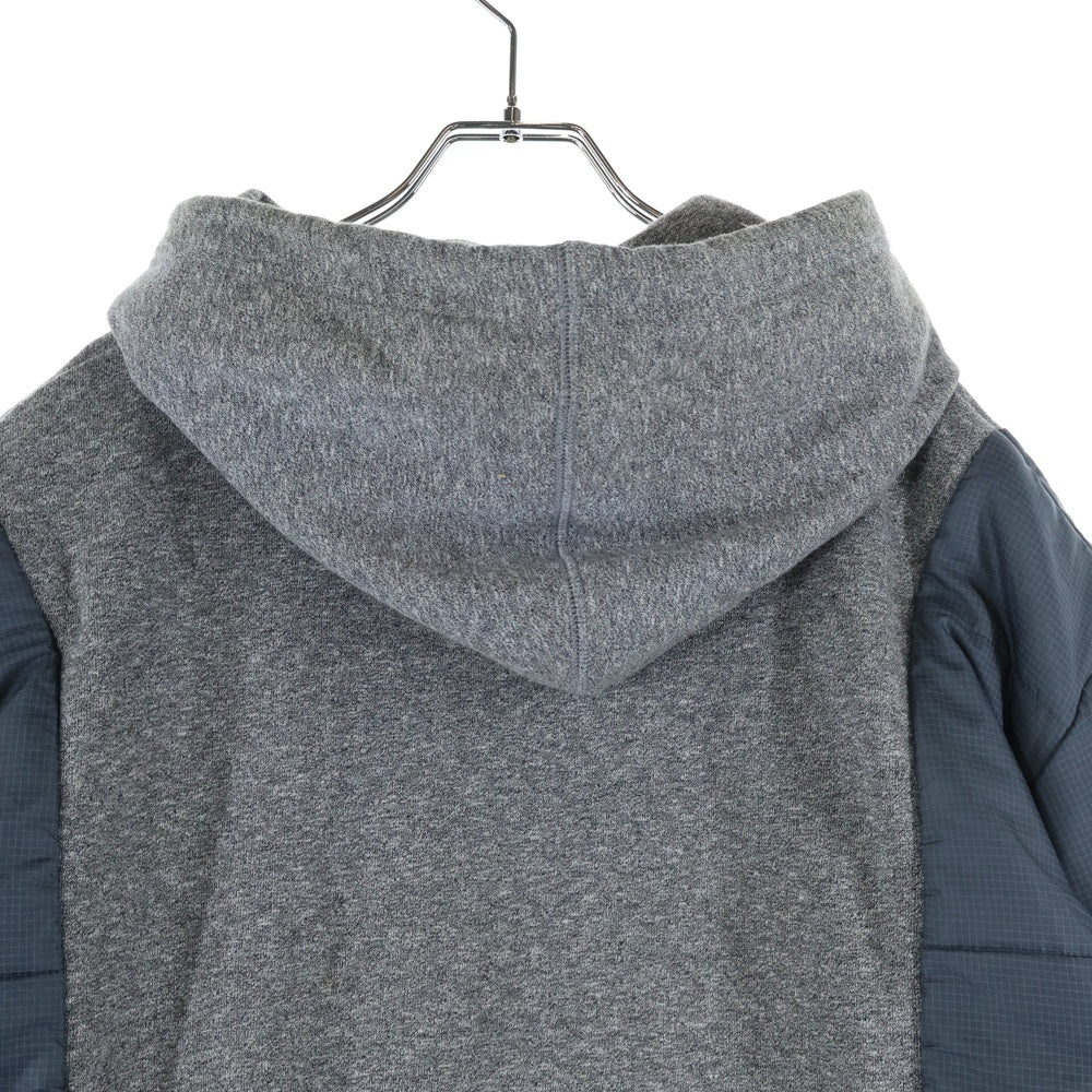 STAMPD(スタンプド) 異素材切替 センターロゴプリント スウェット プルオーバーパーカー グレー