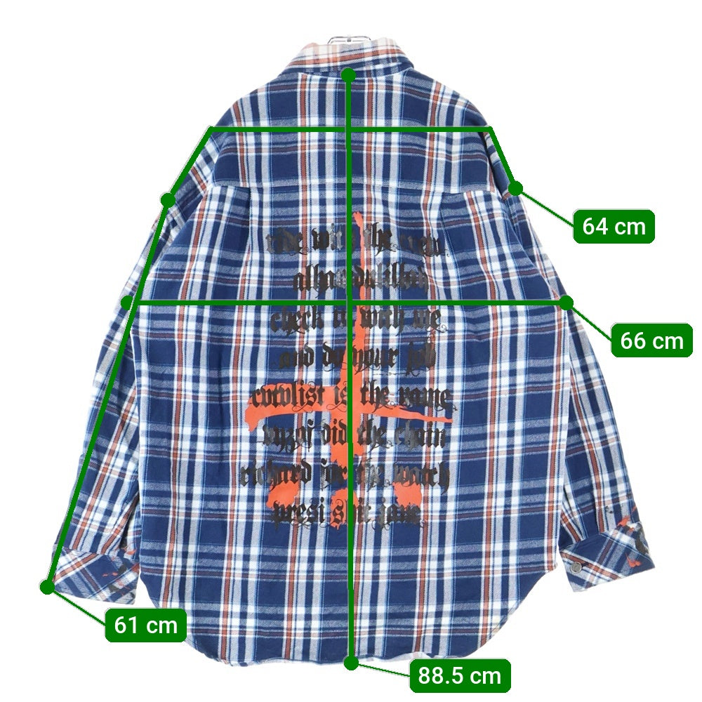cvtvlist(カタリスト) チェック柄 両面プリント ダブルフラップポケット オーバー長袖シャツ ブルー/オレンジ 2101100201