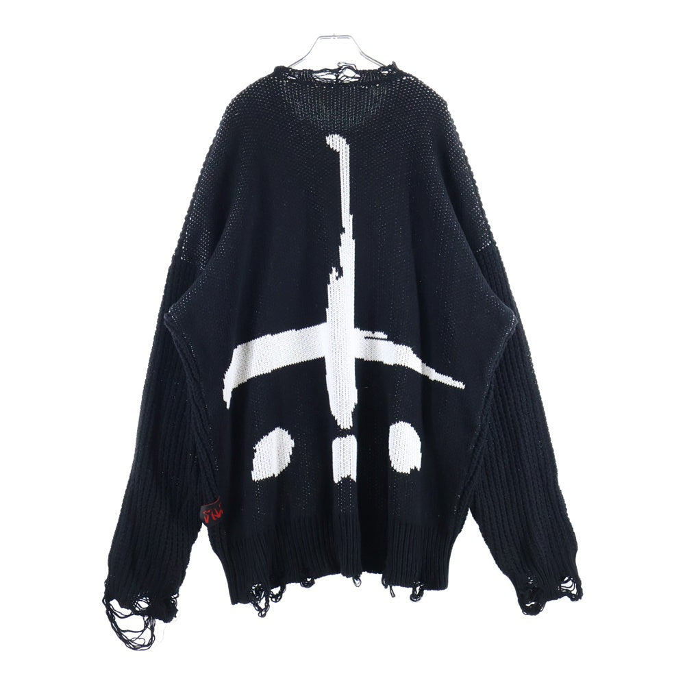 cvtvlist(カタリスト) ダメージ加工 バックモチーフ コットンニット セーター ブラック 2201010202
